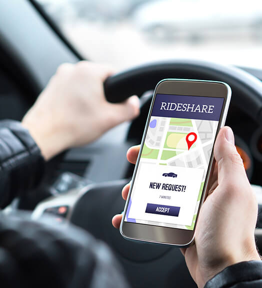 Ridesharing app on phone